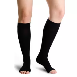 Varisan Top Normal Κάλτσες Κάτω Γόνατος Διαβαθμισμένης Συμπίεσης με Ανοικτά Δάκτυλα 18-21mmHg Μαύρο