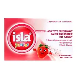 FarmaSyn Isla Junior Καραμέλες για Παιδιά για Ξηρό Βήχα Φράουλα 20τμχ