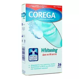 Corega Whitening Καθαριστικά Δισκία Οδοντοστοιχιών 36 δισκία