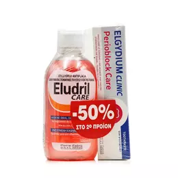 Elgydium Eludril Care Στοματικό Διάλυμα Καθημερινής Προστασίας 500ml & Clinic Perioblock Care Οδοντόκρεμα για Ερεθισμένα Ούλα 75ml