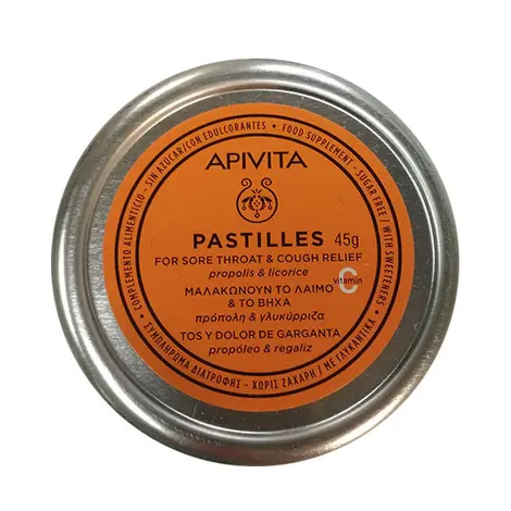 Apivita Pastilles Πρόπολη & Γλυκύρριζα για το Βήχα & τον Ερεθισμένο Λαιμό 45gr